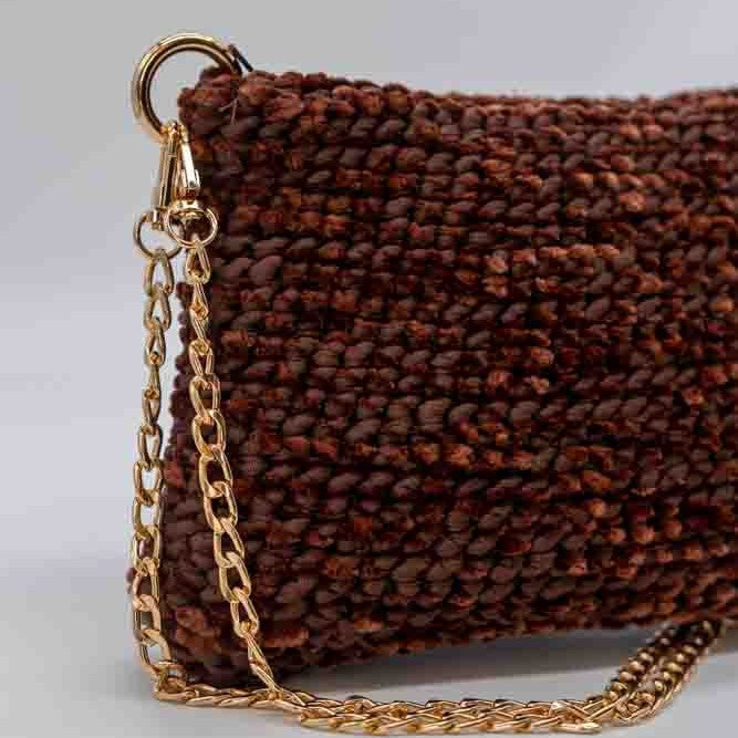 Borsa Double Brown vista frontale chiusura zip