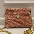Borsa Pink Sparkles rosa con lurex oro e bottone gioiello