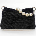 Borsa Perla nera con manico finte perle gioiello