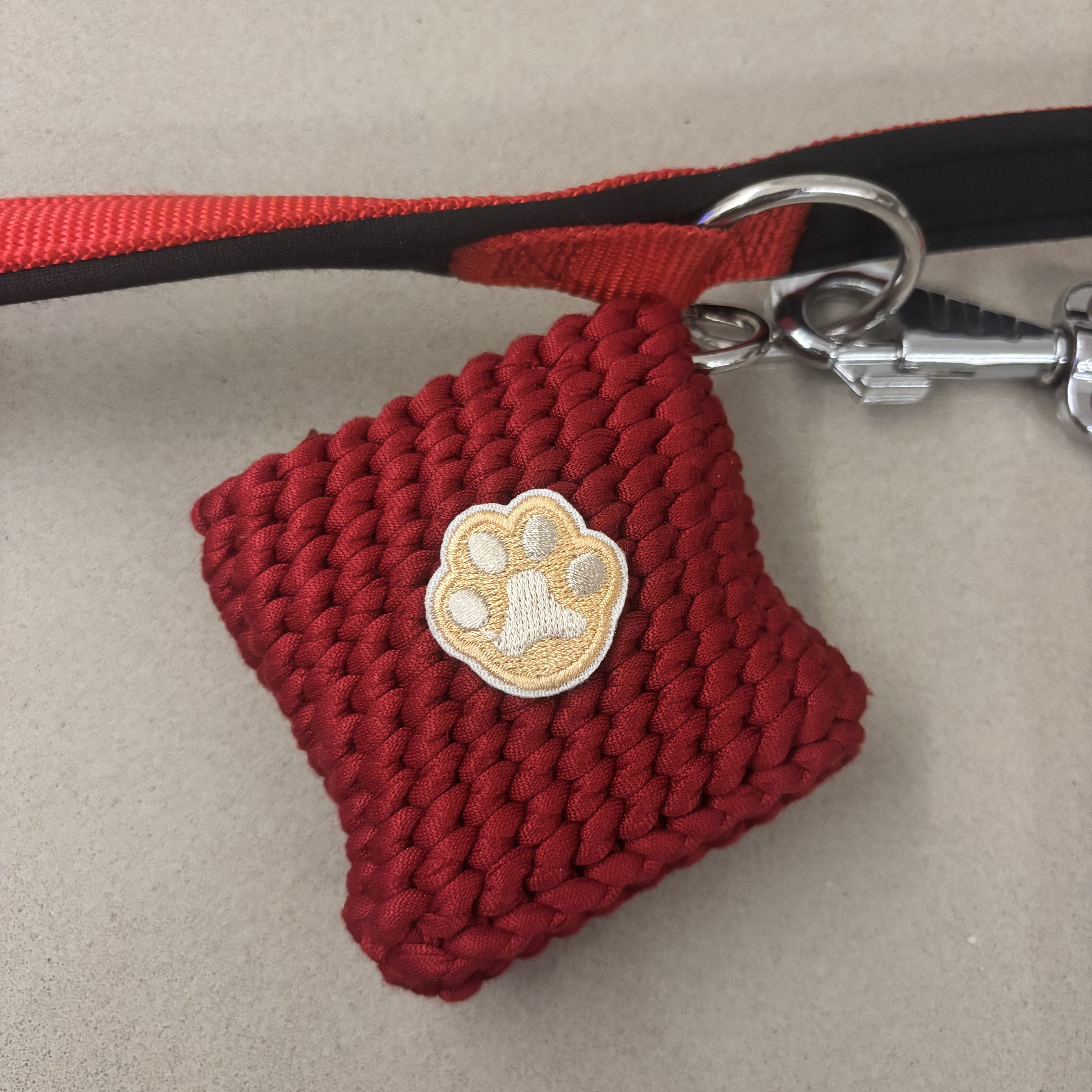 Porta sacchetti dog cotone con toppa decorativa