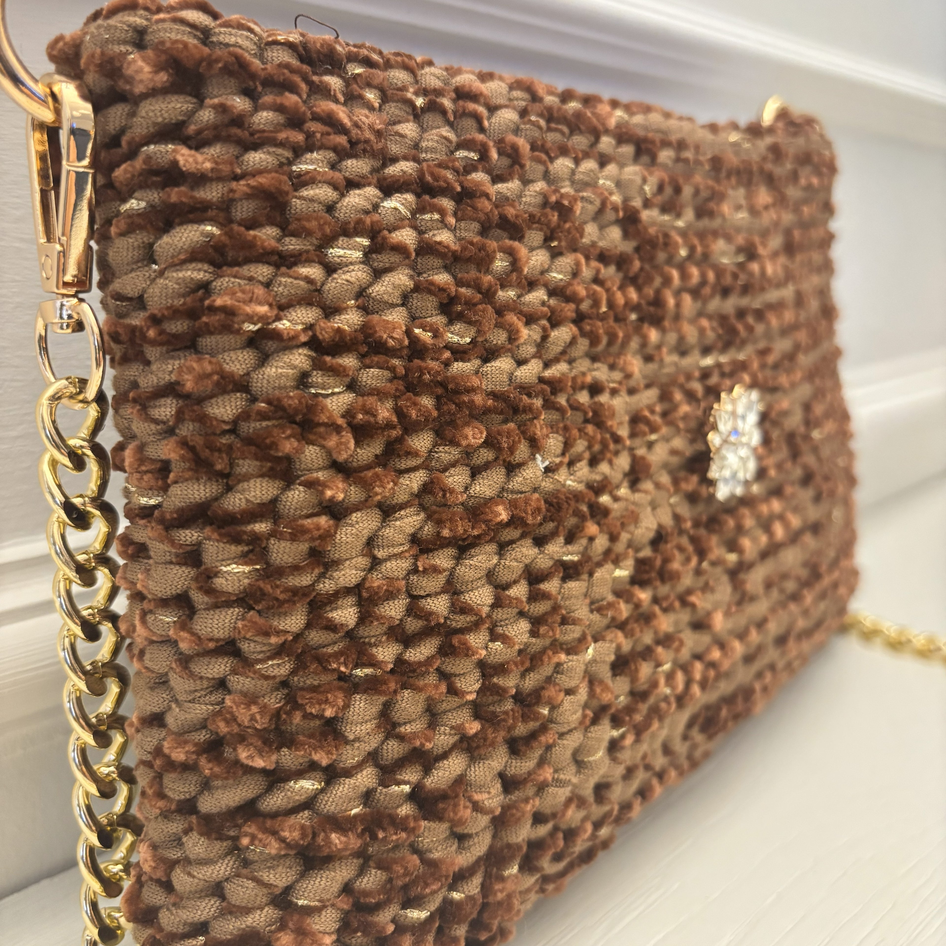 Borsa Notte Stellata vista frontale con bottone gioiello