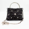 Borsa Velvet Black Diamonds nera grigia con strass