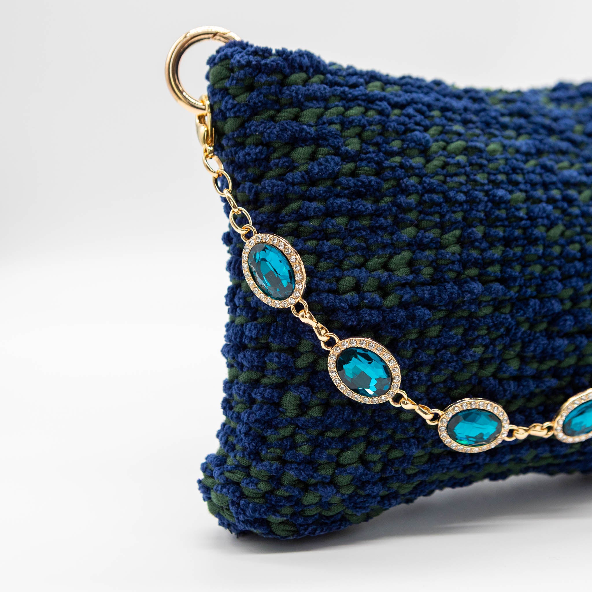 Borsa Diamond Blu tracolla metallo e zip