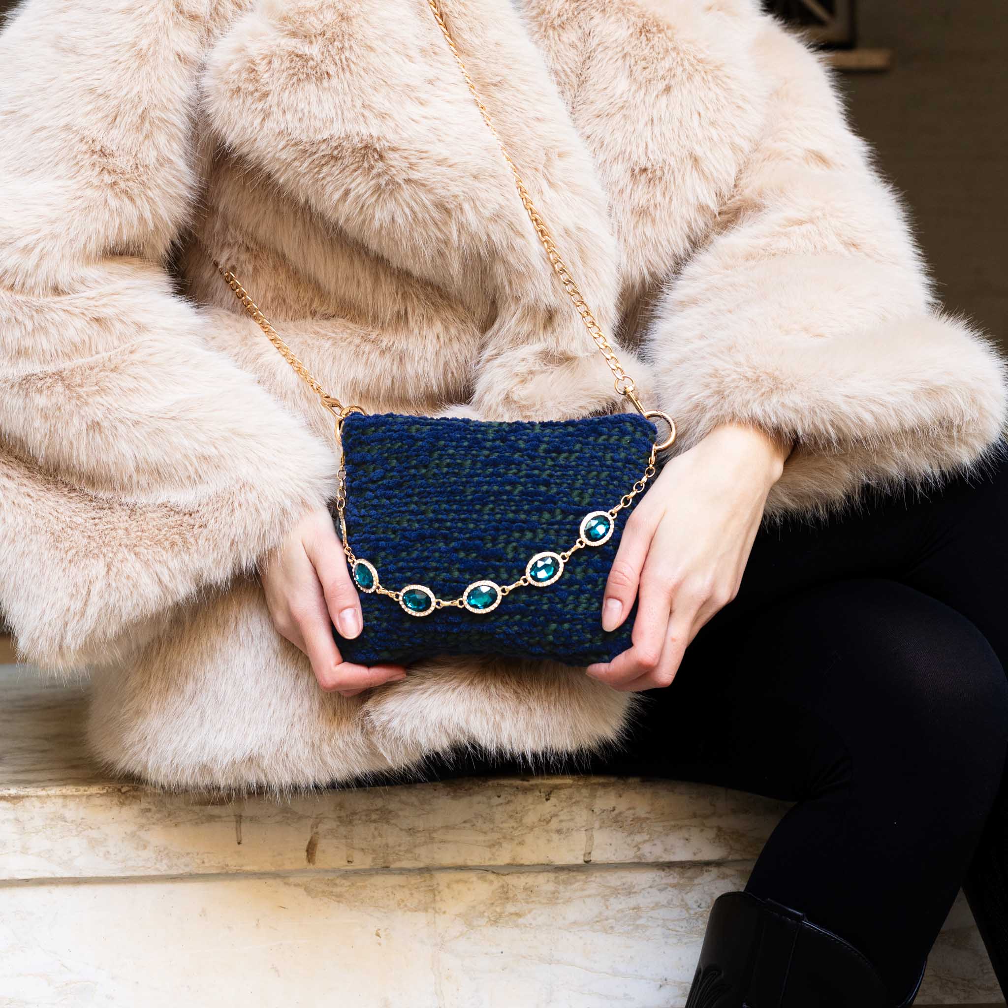 Borsa Diamond Blu vista laterale army green