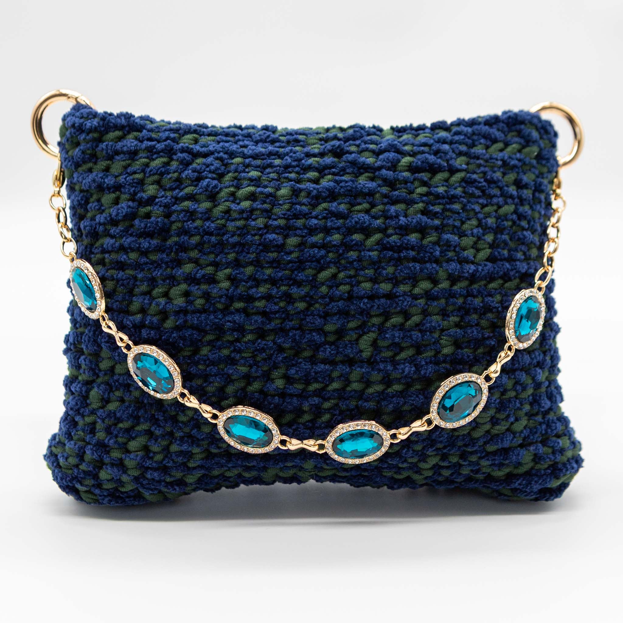 Borsa Diamond Blu ciniglia bicolore elegante