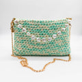 Borsa Two Tone Pearl verde beige con tracolla perle