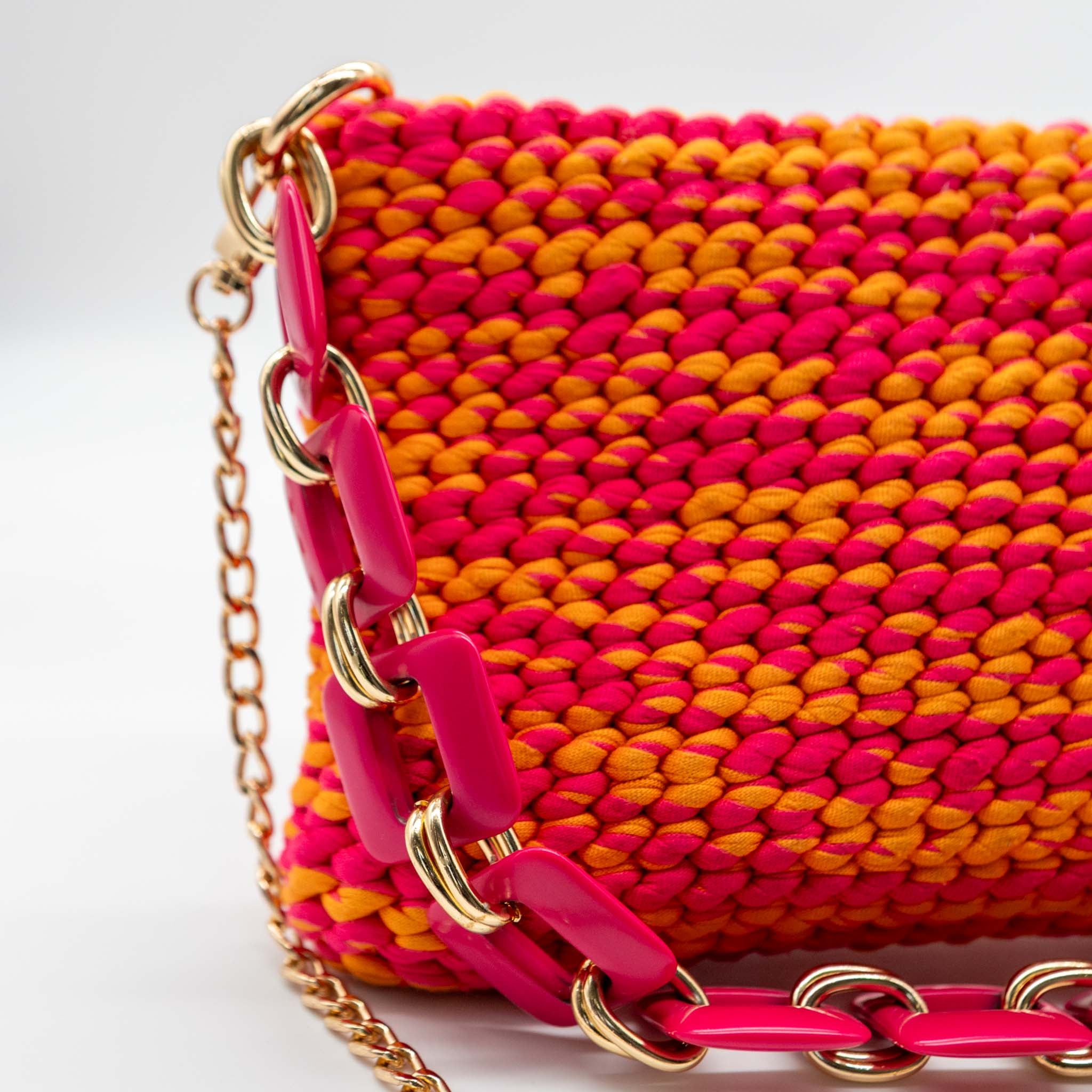 Borsa Pink Orange tracolla metallo e zip
