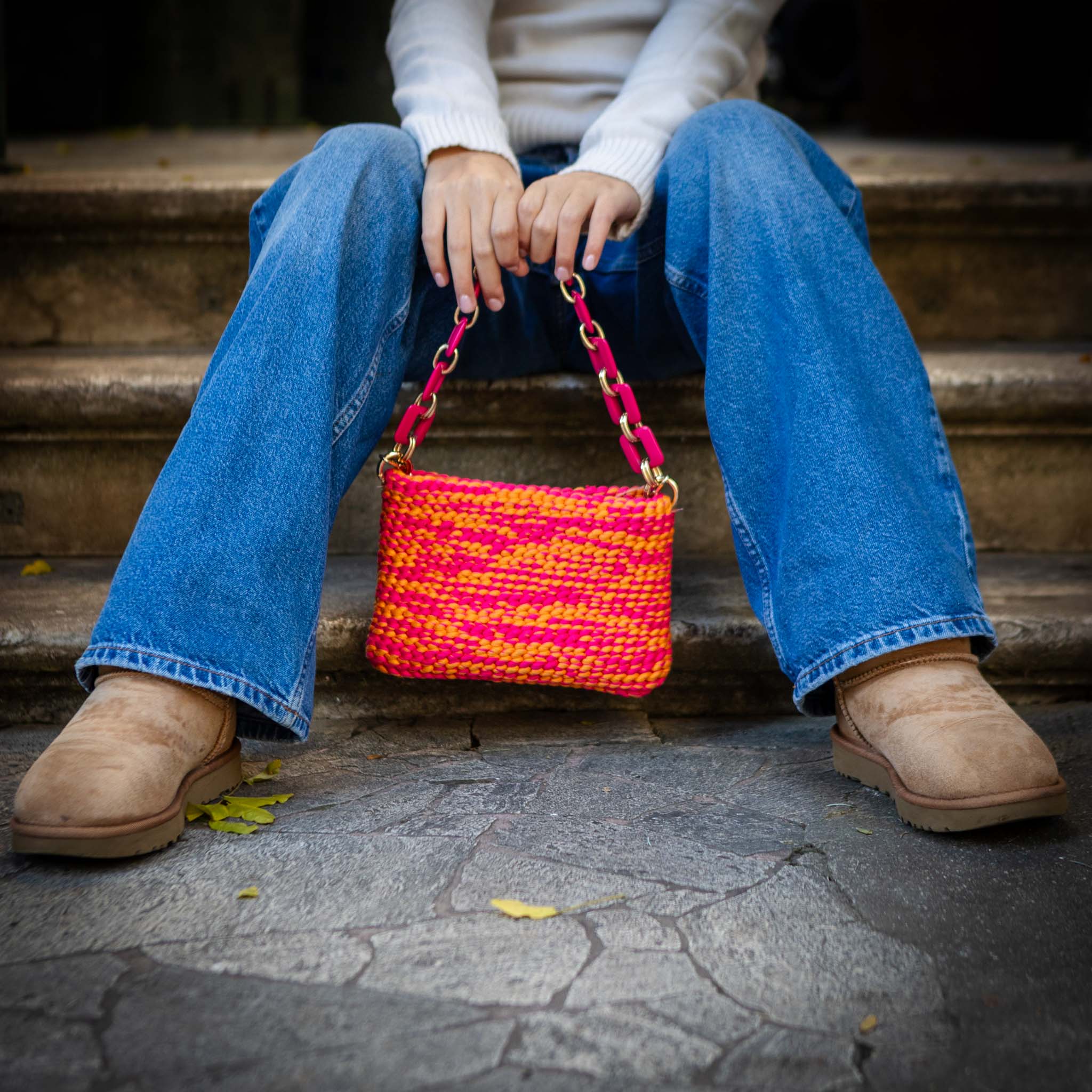Borsa Pink Orange dettaglio cotone bicolore
