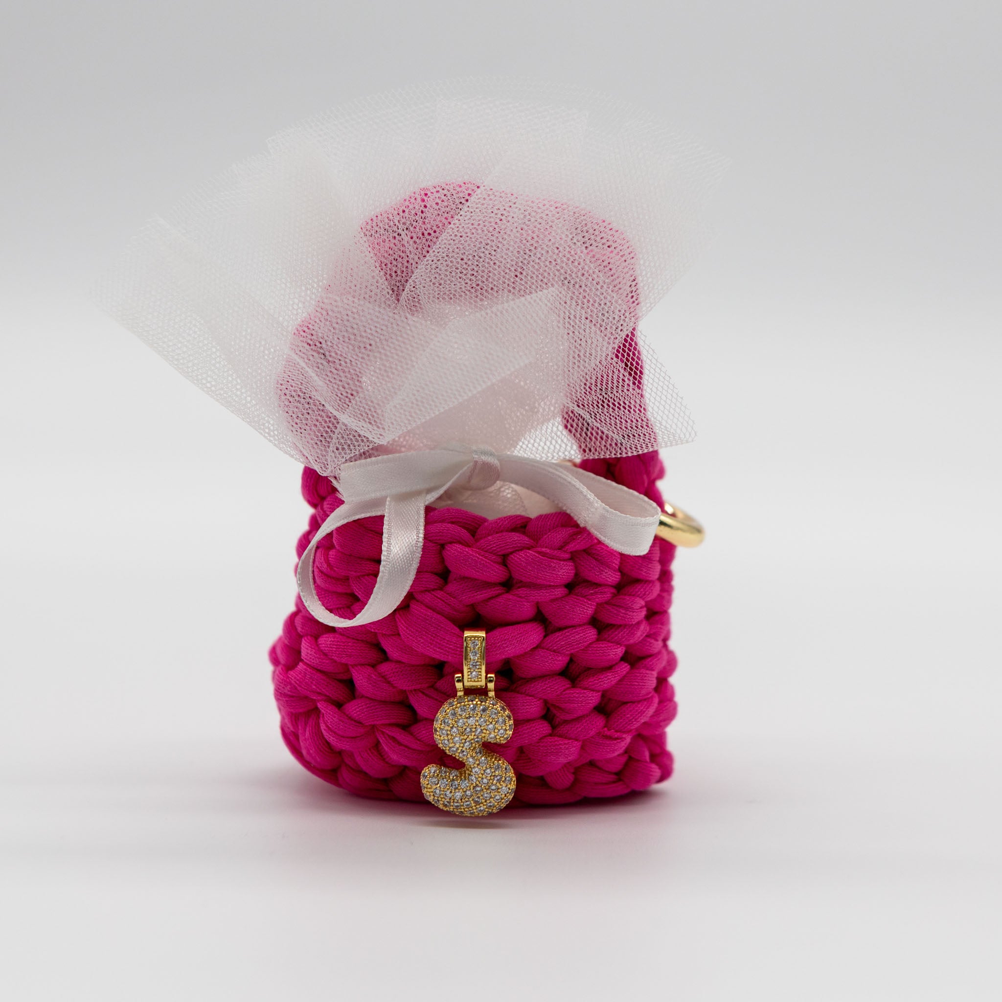 Cestino bomboniera rosa baby con ciondolo gioiello