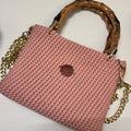 Borsa Cotton Pink-Stone rosa con manici bambù