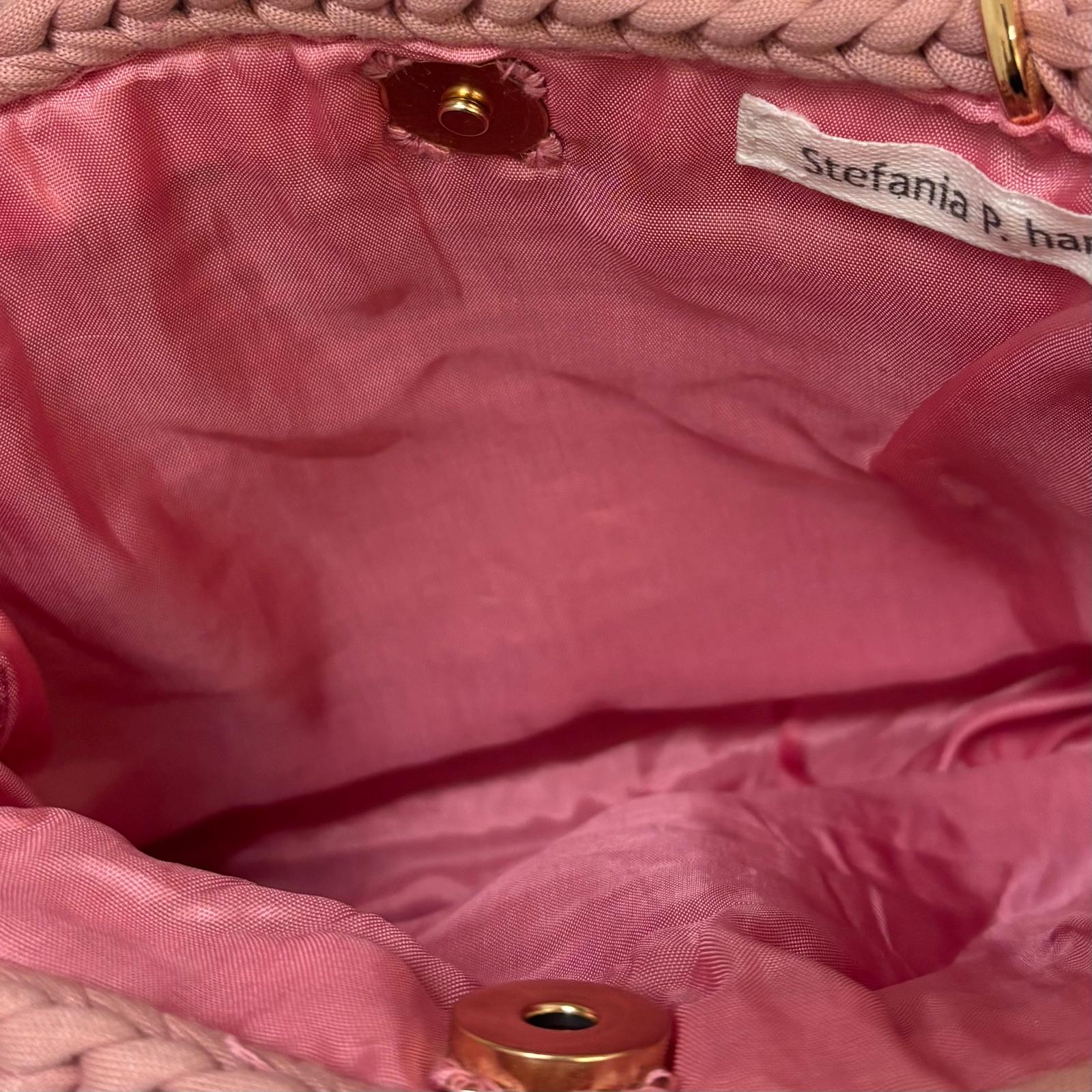 Borsa Pink-Stone cotone uncinetto con tracolla