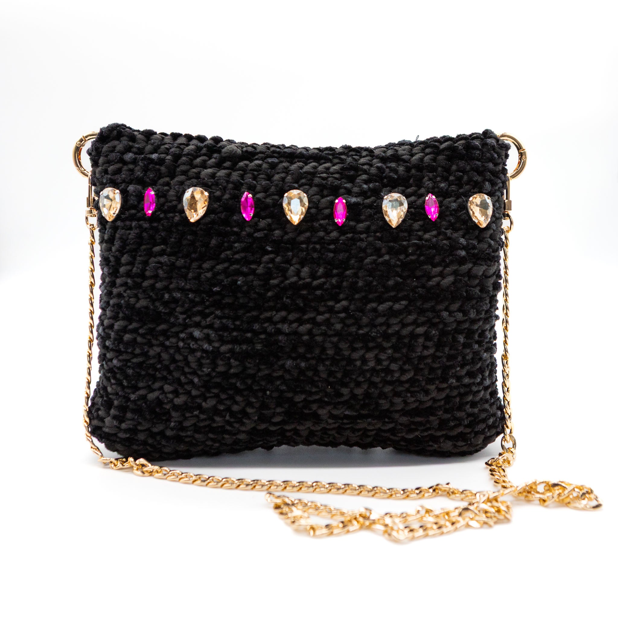 borsa diva noir con cristalli vista frontale