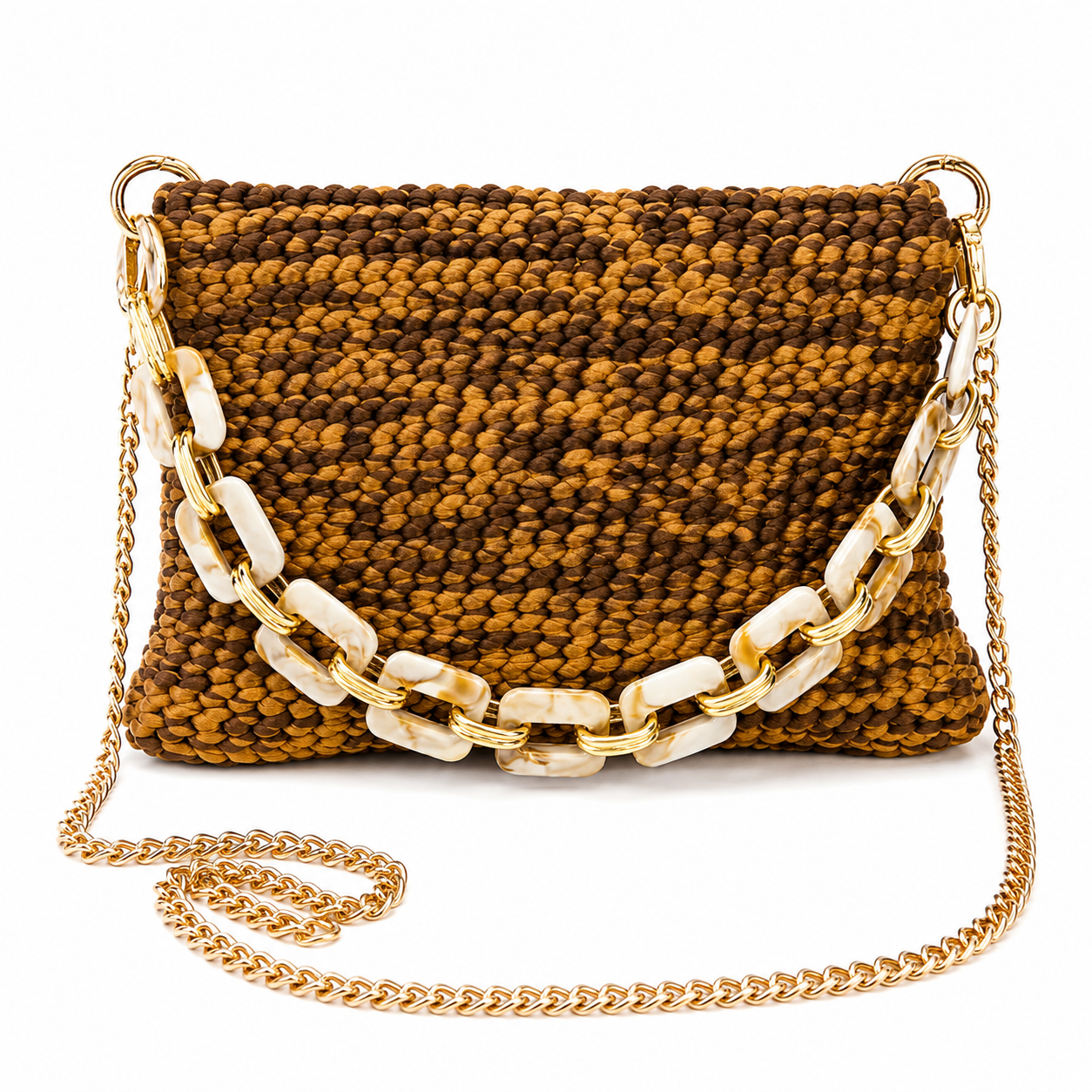TWO TONE (Caramel Brown) - Borsa con catena