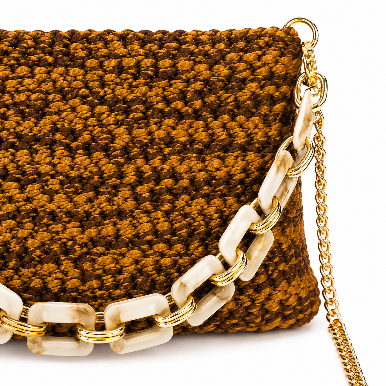 TWO TONE (Caramel Brown) - Borsa con catena