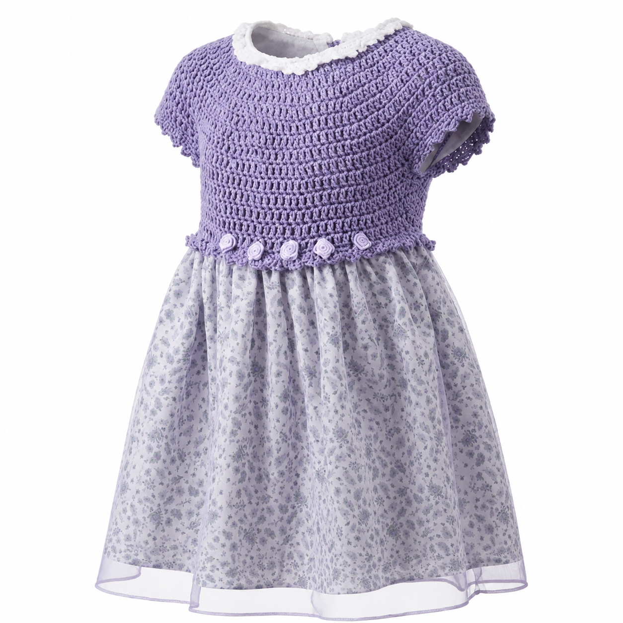 SOGNO DI LAVANDA - Abito midi in tulle e uncinetto