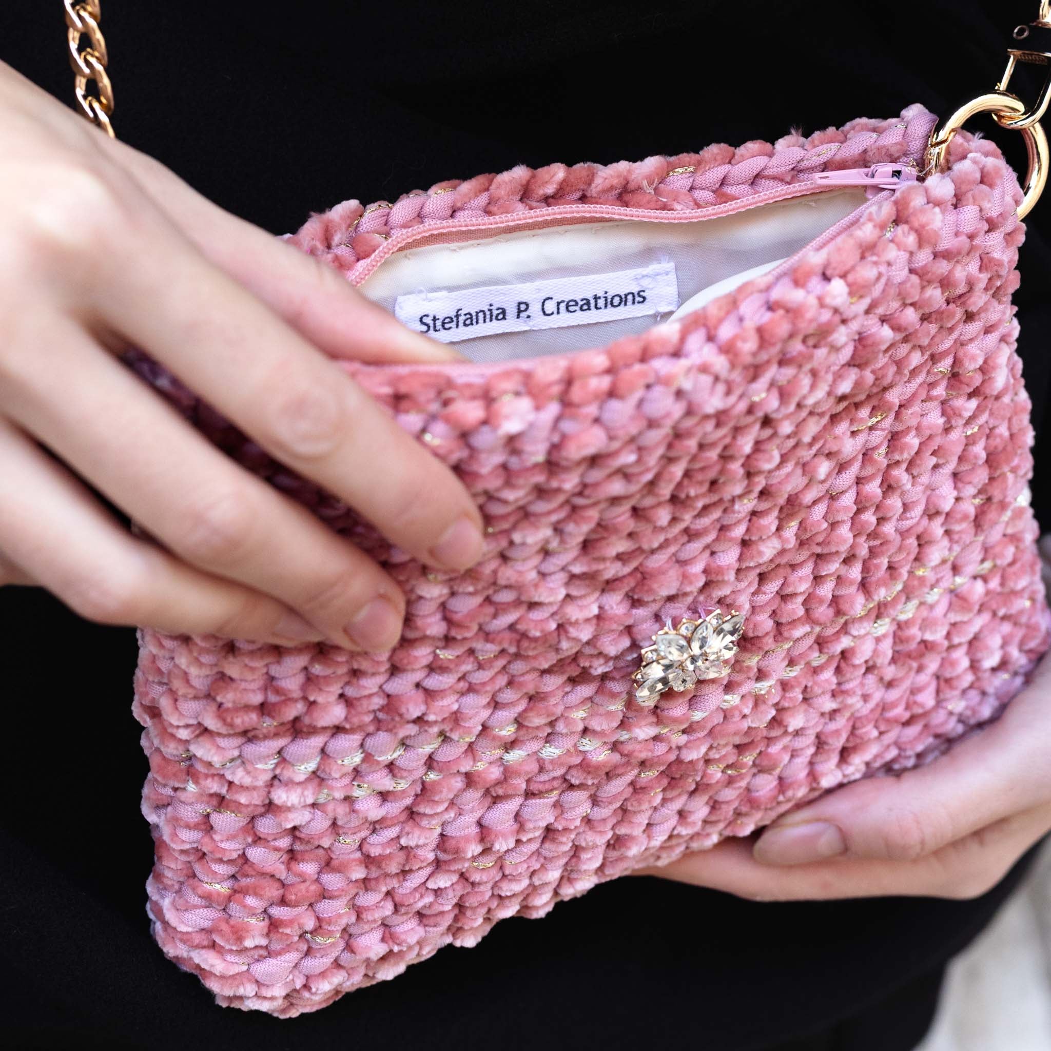 Borsa Pink Sparkles dettaglio chiusura zip