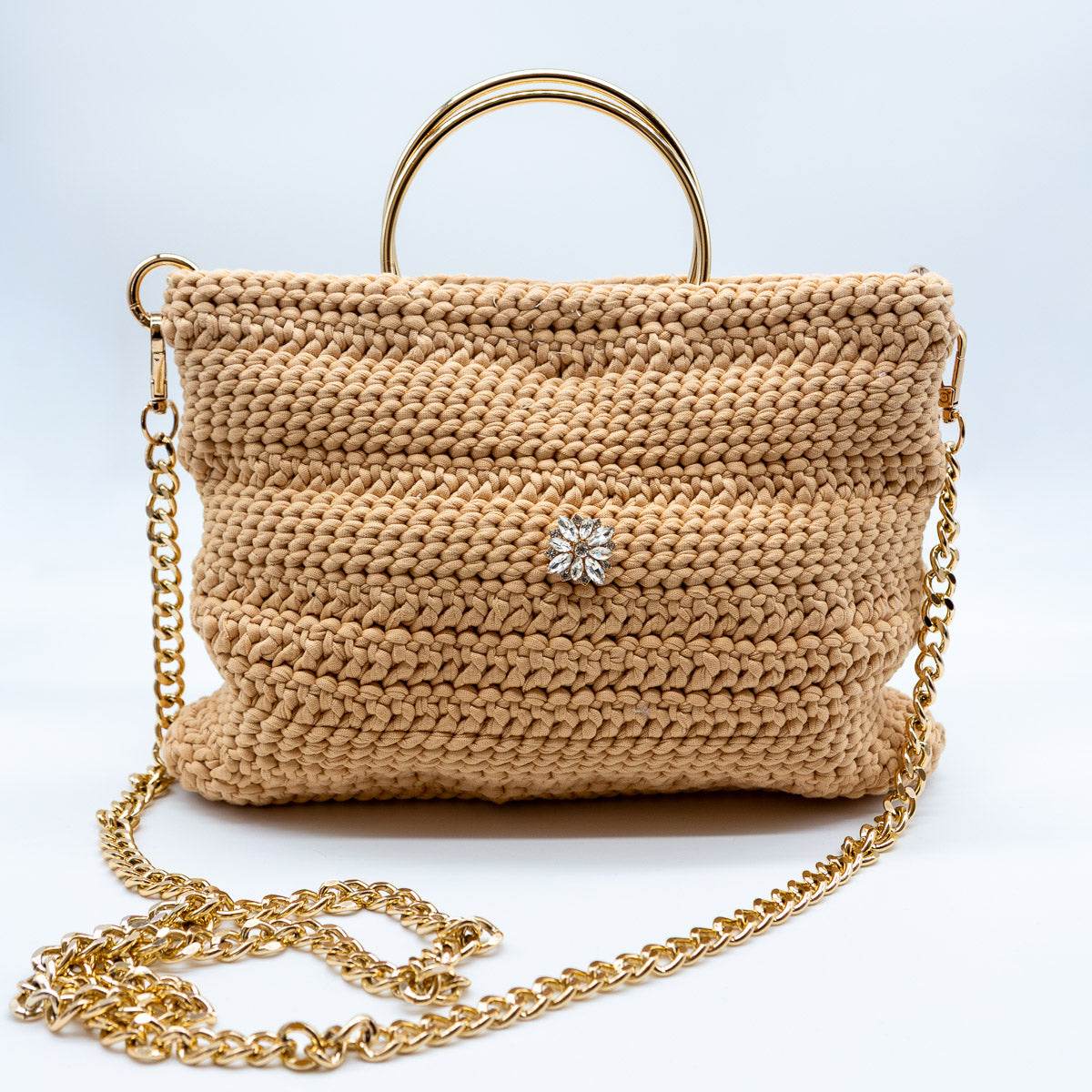 MUST HAVE - Borsa cotone a doppia trama con gioiello
